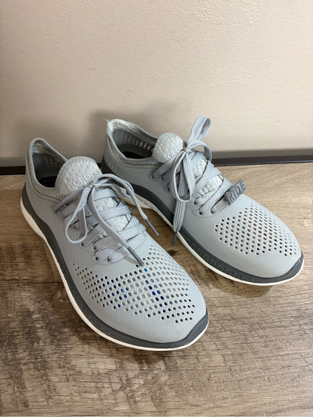 Women's Grey CROCS Lite Ride 360 PACER Perforated Rubber BEACH Water SHOES 8